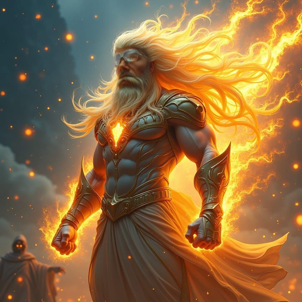 Superhuman with Laser Eyes and Hair: Fantasy Art