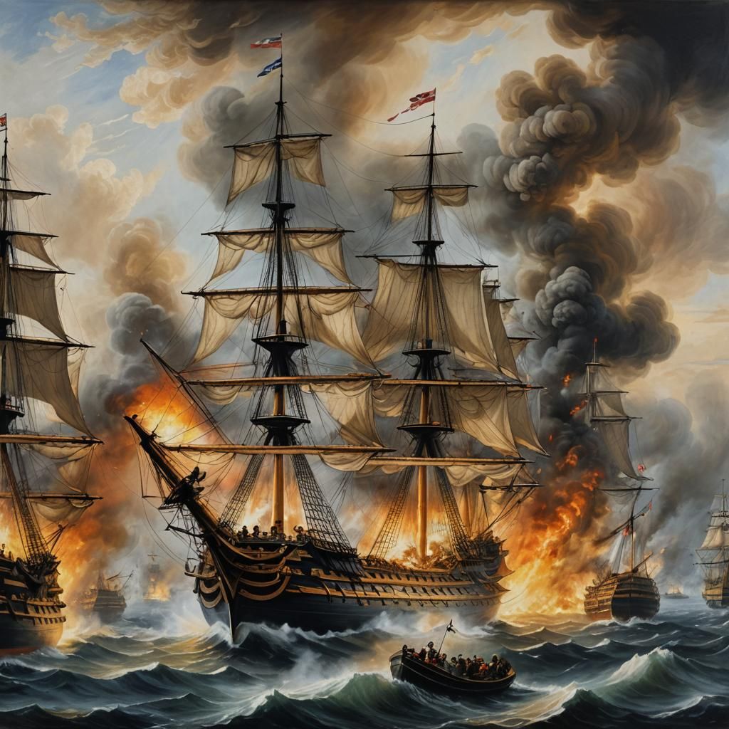 HMS Victory Naval Battle: Academic Style Painting