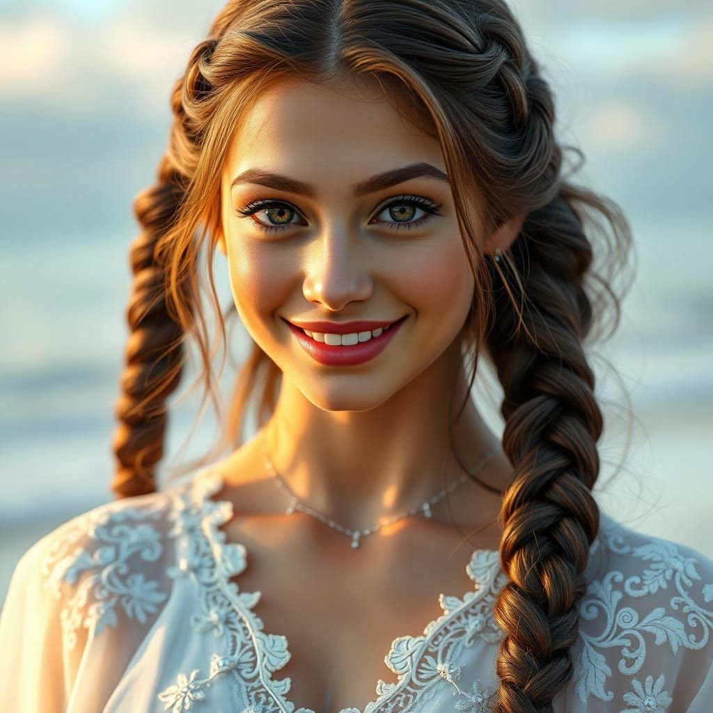 Enchanting European Beauty in Dreamy Beach Setting