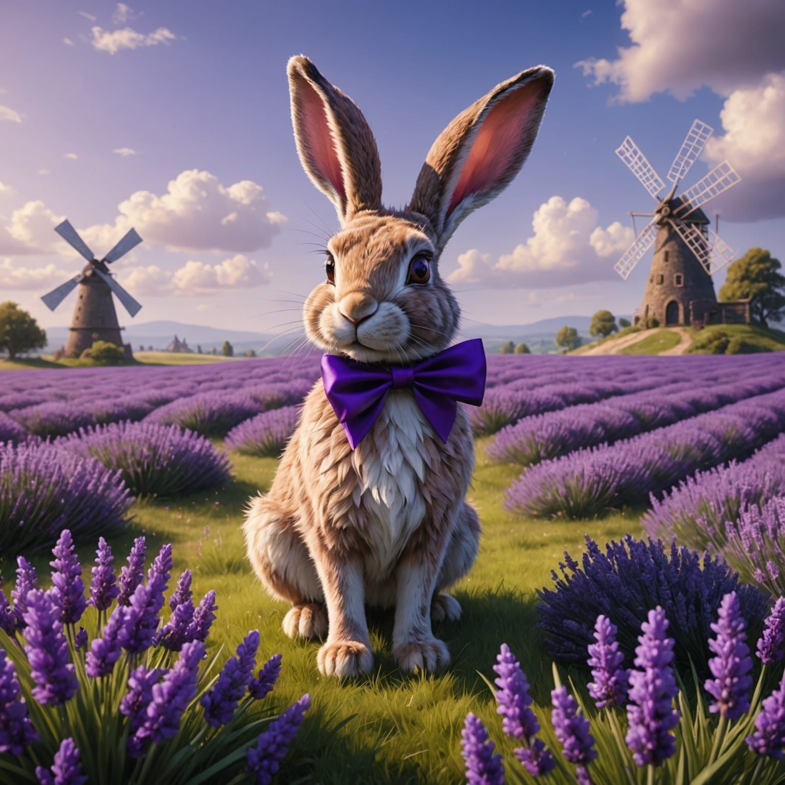 Pink Hare in Lavender Field: Fantasy Concept Art