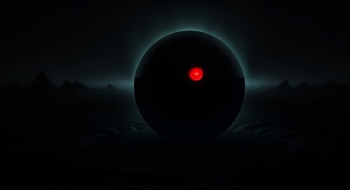 Eerie Black Orb with Glowing Eye: Dark Fantasy Art