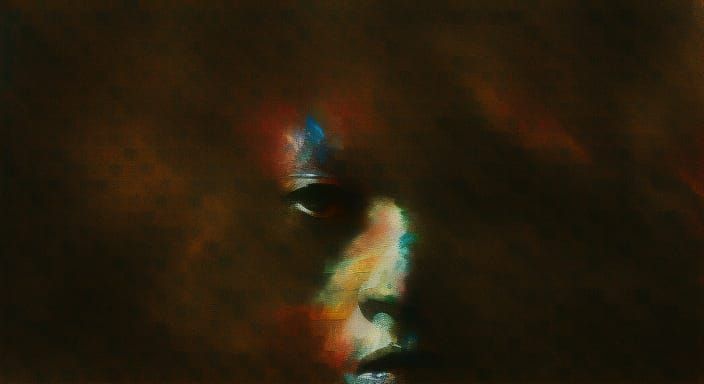 Vibrant Lion Portrait with Holographic Gradient