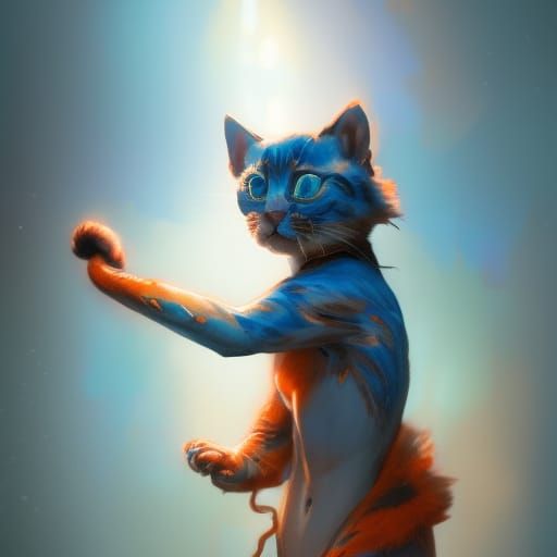 Hyperdetailed Blue Kitten Concept Art