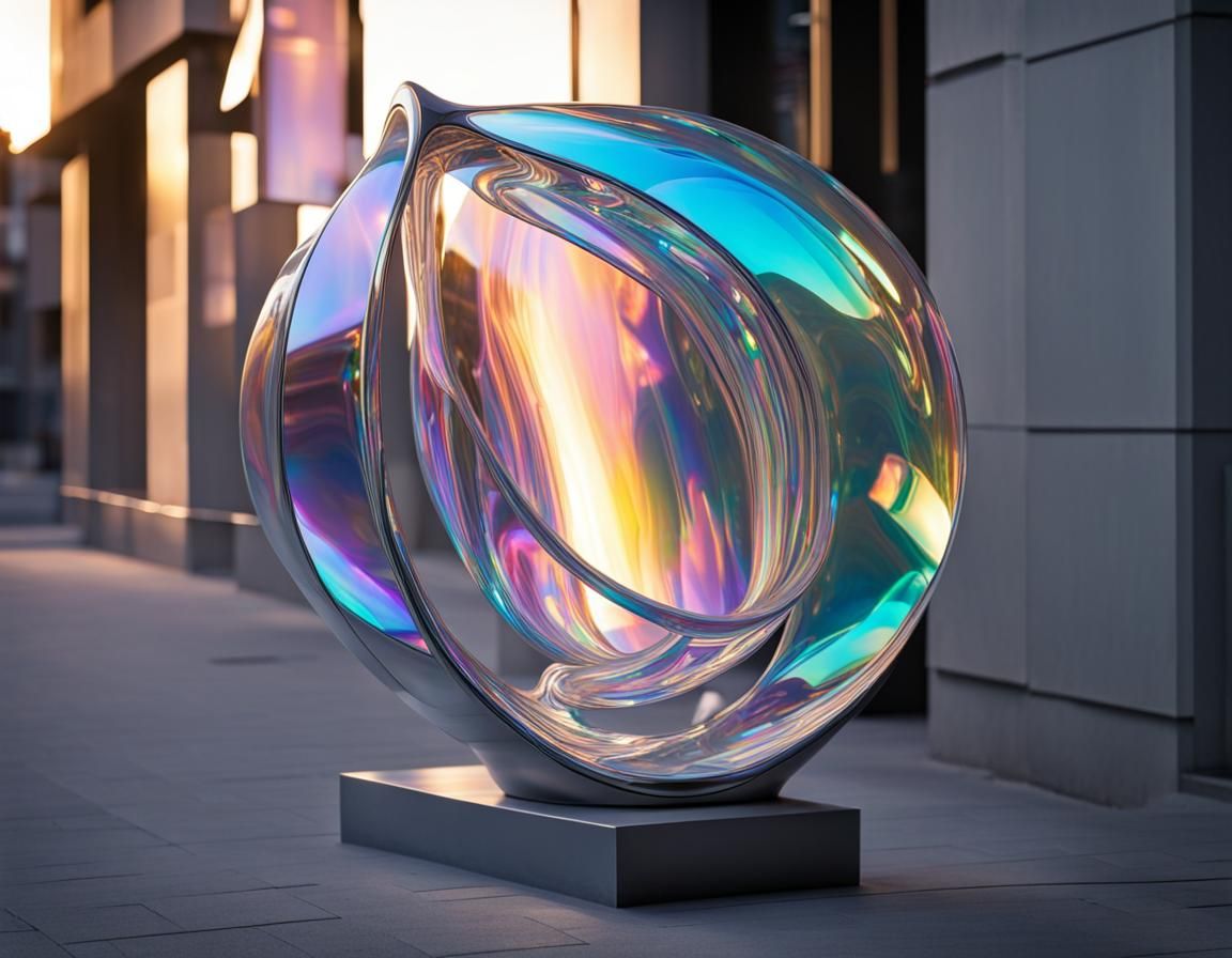 Futuristic Streetlamp with Iridescent Highlights