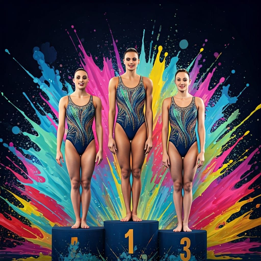 Synchronized Swimmers Victory in Polychromatic Style