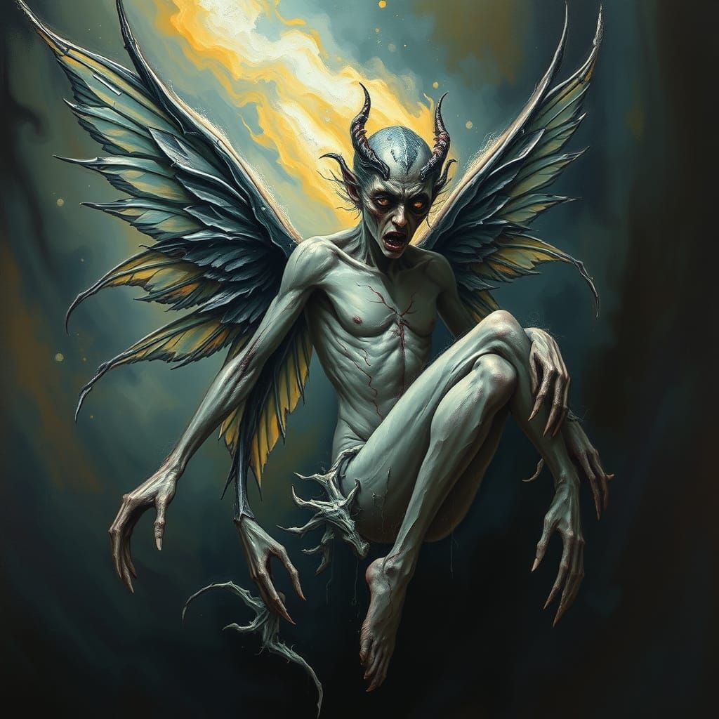 Tormented Fairy in Eerie Aura of Corruption