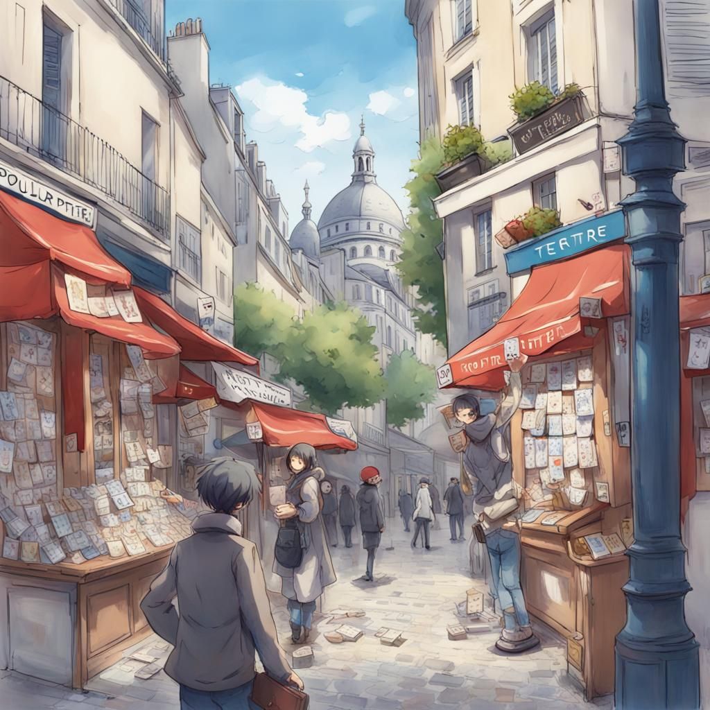 Montmartre Card Trick in Anime Style