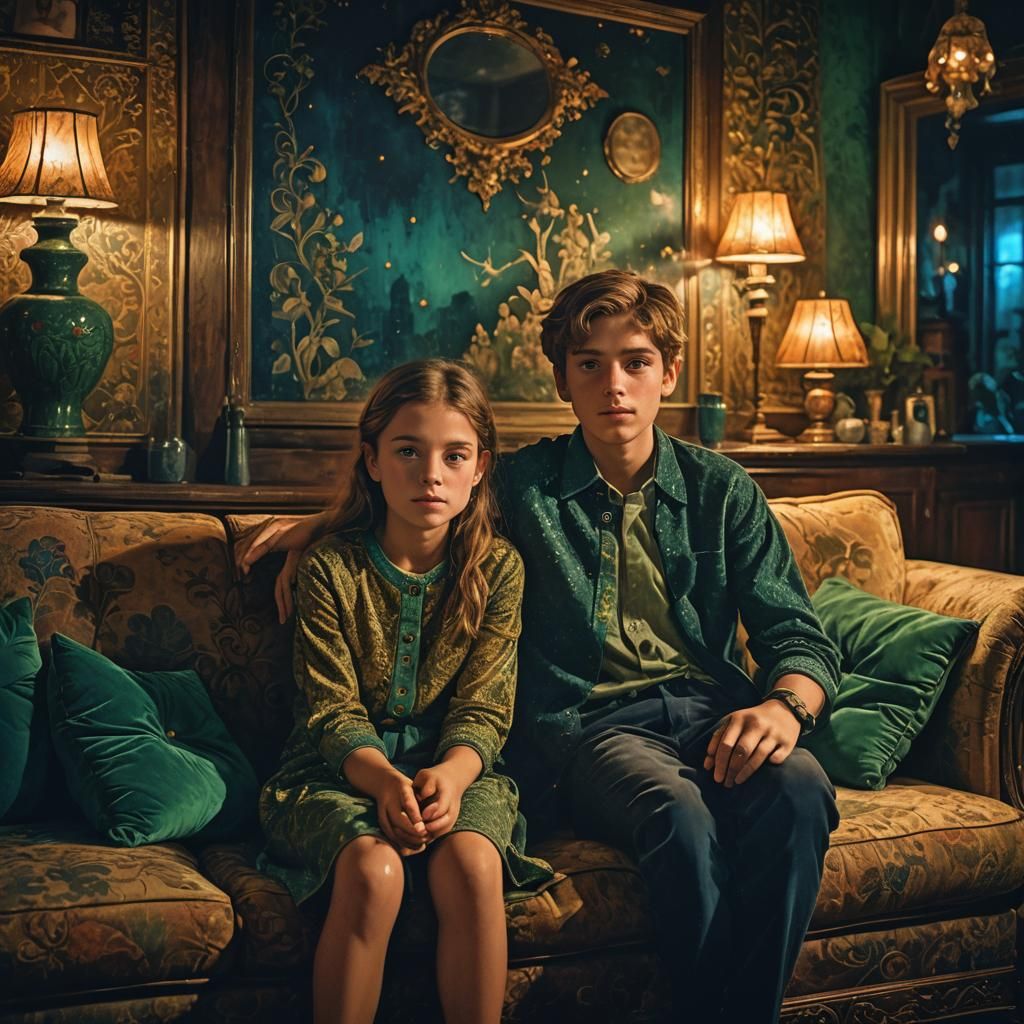 Magical Realism: Children in Dimly Lit Apartment