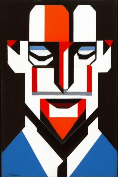 Abstract Portrait in De Stijl Art Style