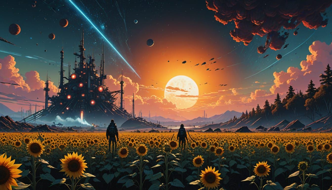 Cosmic Sunflower Planet Ascends to the Stars in Hyper-Realis...