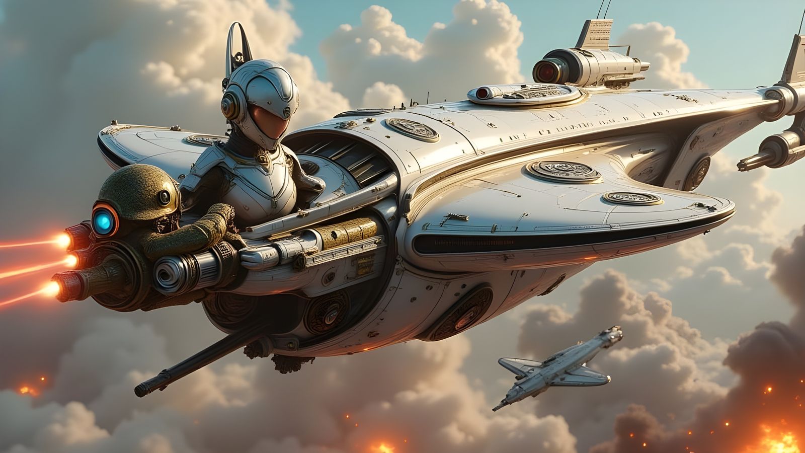 Cyborg Medic Rescues Warrior on Sci-Fi Battlefield