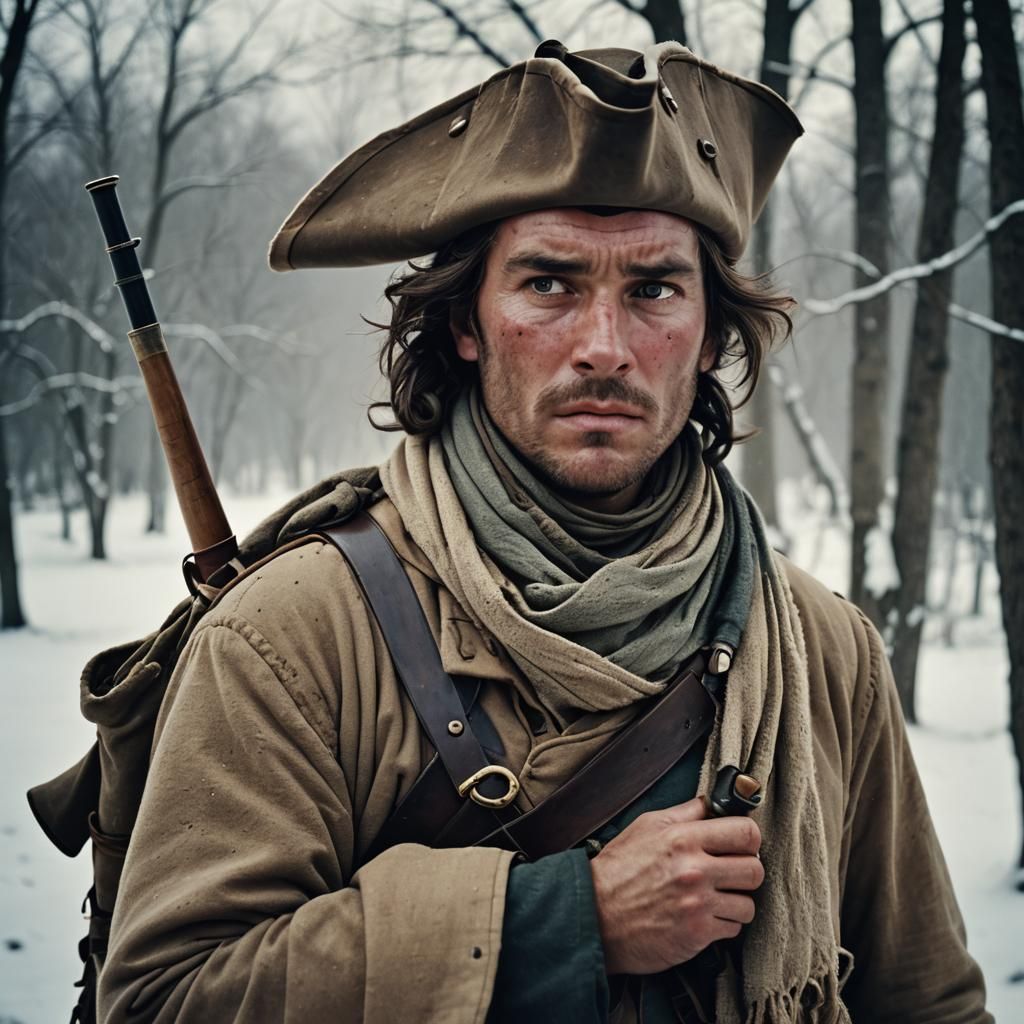 Colonial Soldier in Twilight: A Cinematic Film Still