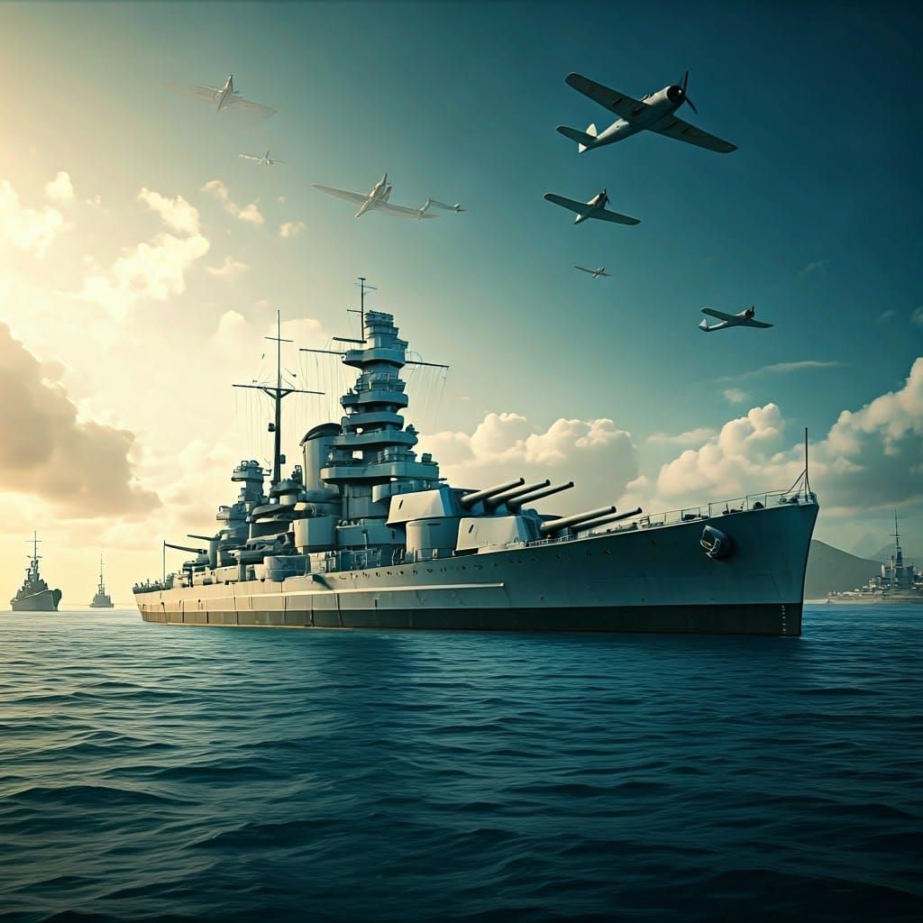 USS Lexington in Pacific Harbor During World War II