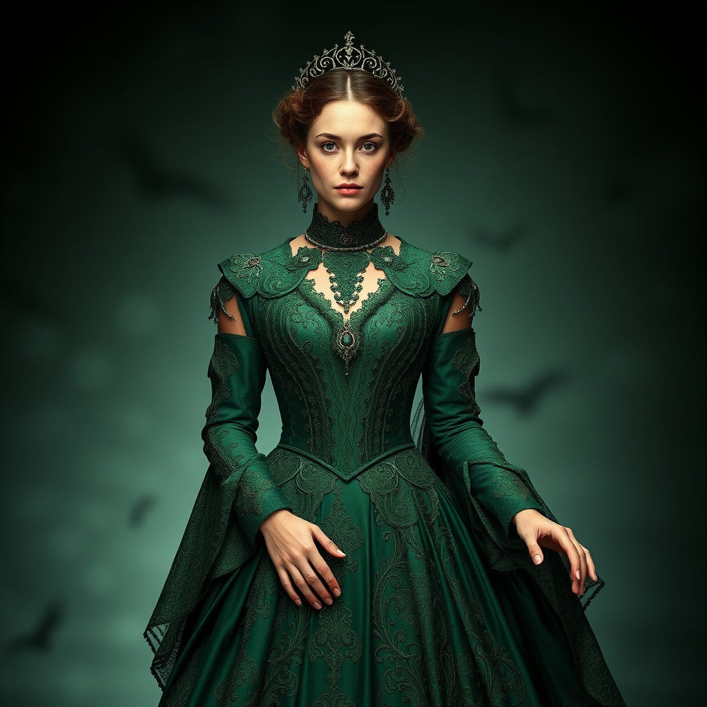 Fantasy Empress in Ornate Baroque Gown