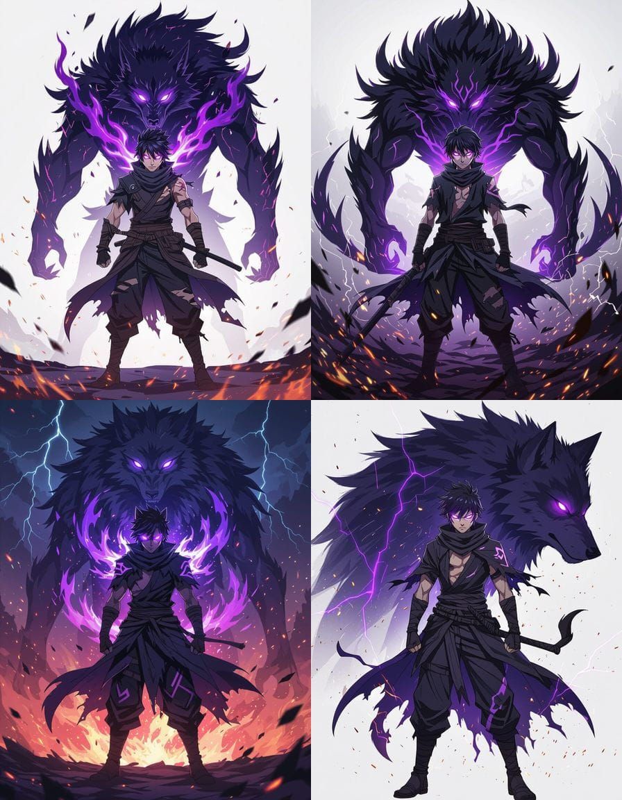 Shadow Wolf Warrior Anime Artwork in Solo Leveling Style