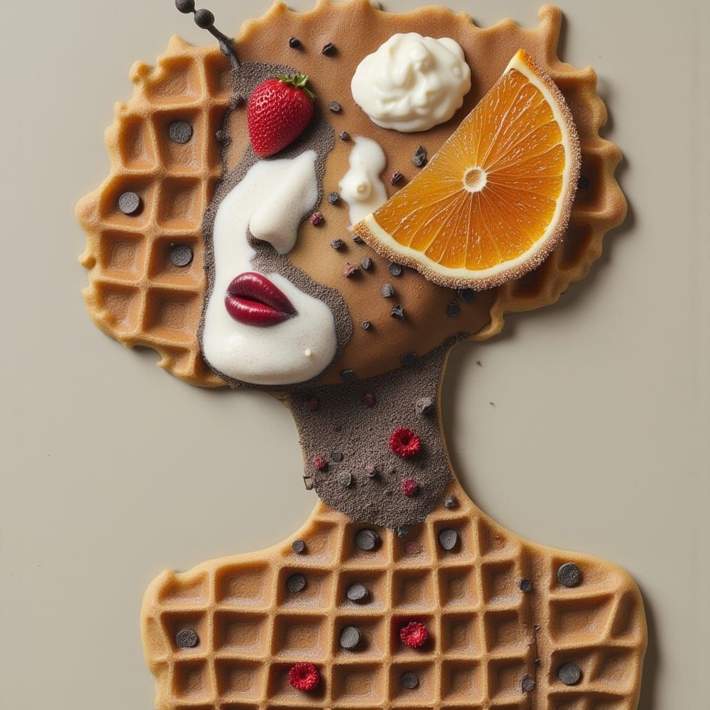 Abstract Woman With Waffle Hair and Strawberry Accents