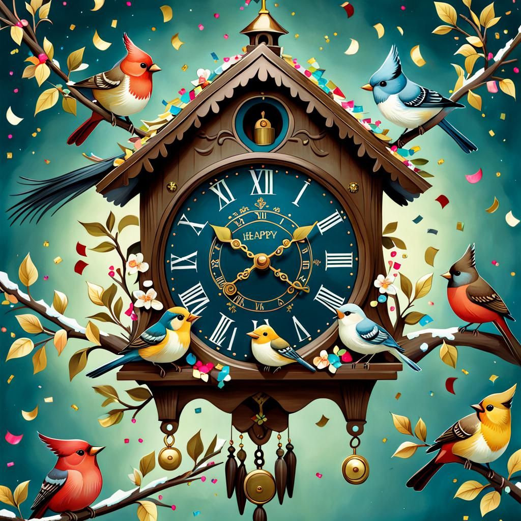 Festive Cuckoo Clock New Year Celebration