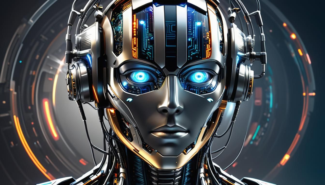 Futuristic Cybernetic Chatbot Logo in Biopunk Style