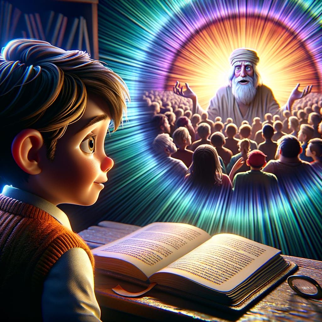 Animated Walter Listening to a Religious Tale in 3D