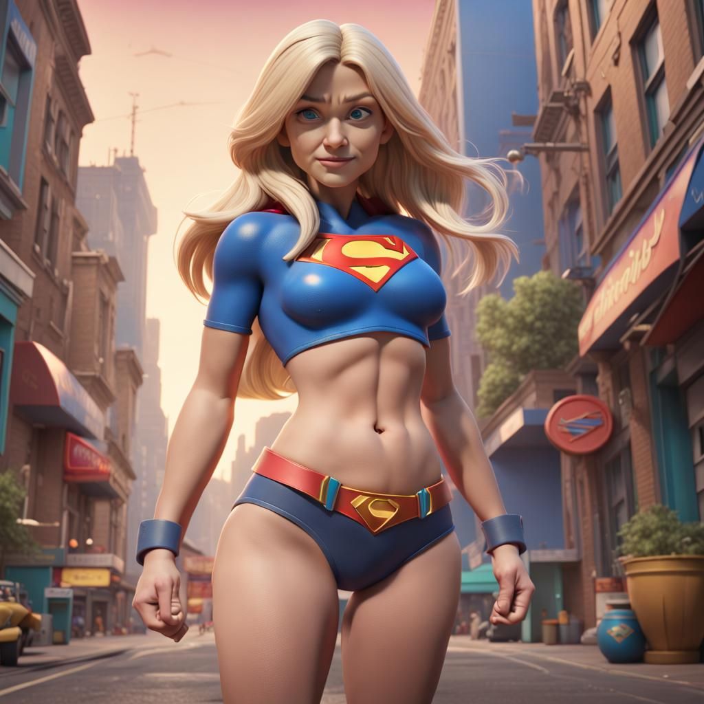 Supergirl: 3D Digital Art in Pixar Style
