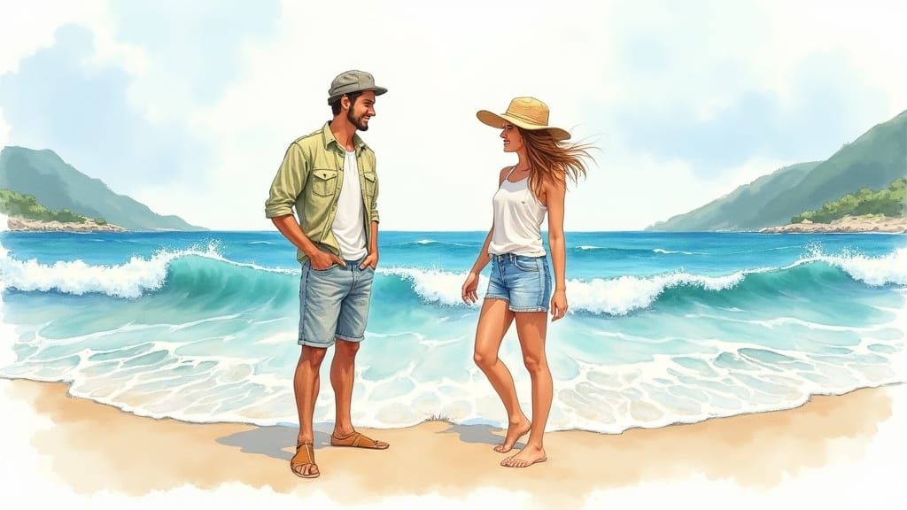 Seaside Connection: Two Hearts Linked Across Distant Shores