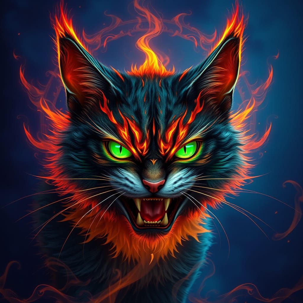 Mystical Feline Fury in a Fantasy Realm