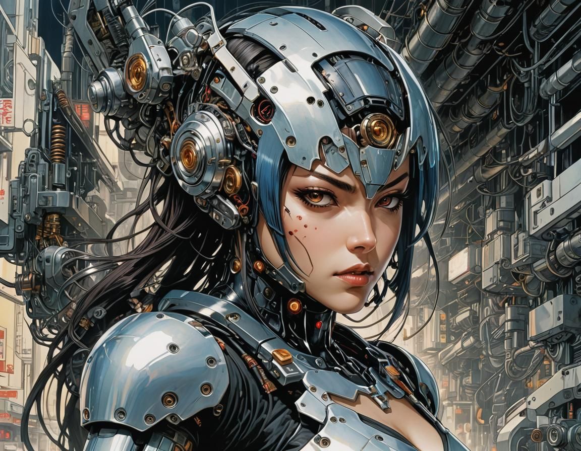 Cyberpunk Cyborg Bounty Hunter Portrait