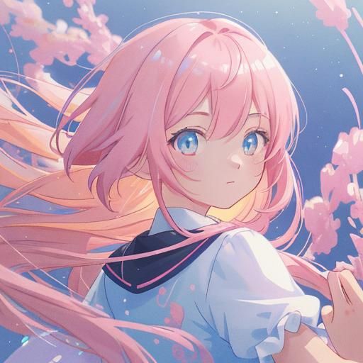 Anime Girl with Pink Hair in 3D Style