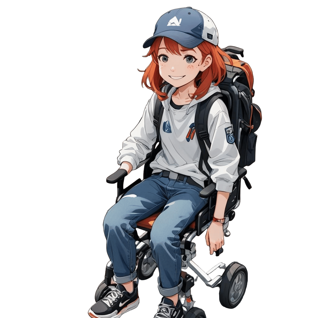 Redhead Girl in Wheelchair, Anime Comic Style
