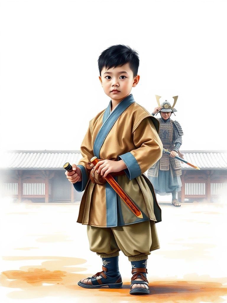 Confident Young Samurai Emerge from Imagination
