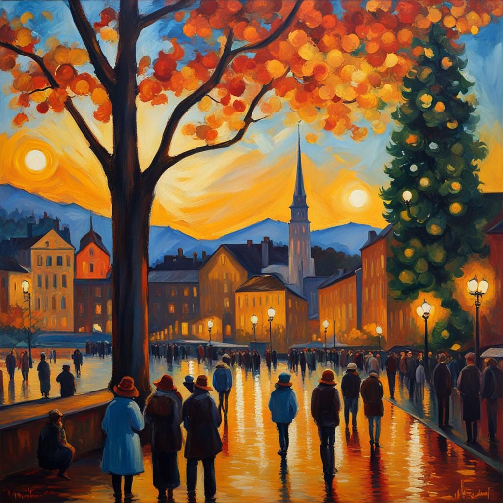 Neo-Impressionist Painting for Impro-Show Advertisement