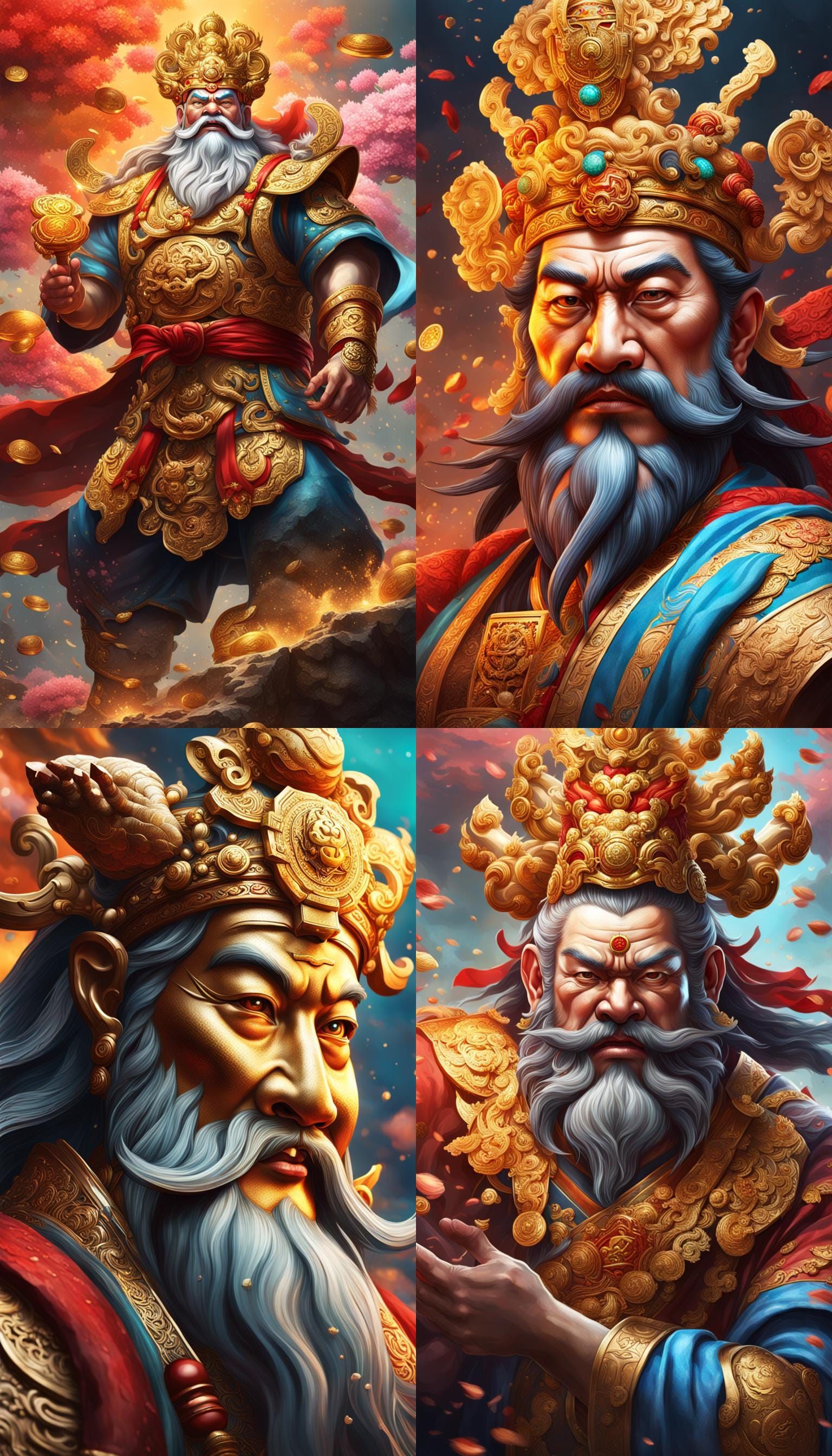 Caishen God of Wealth in Splash Art Style