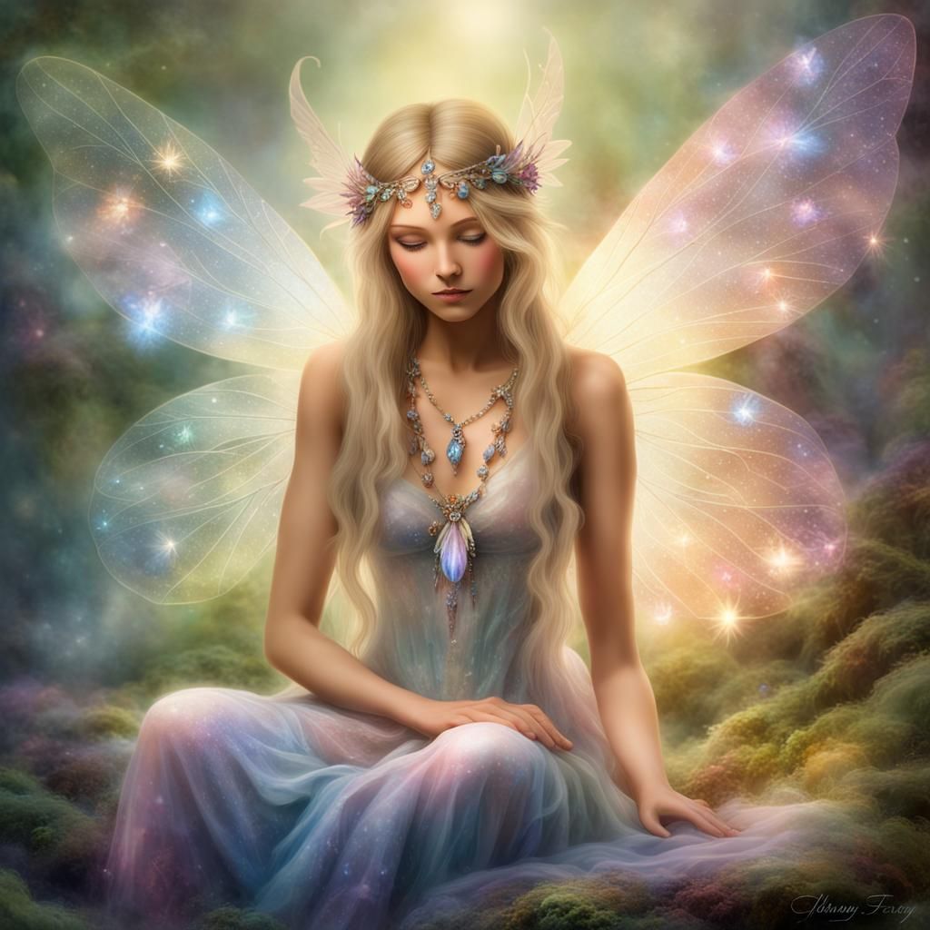 Ethereal Crystal Healing Fairy in Detailed Matte Painting