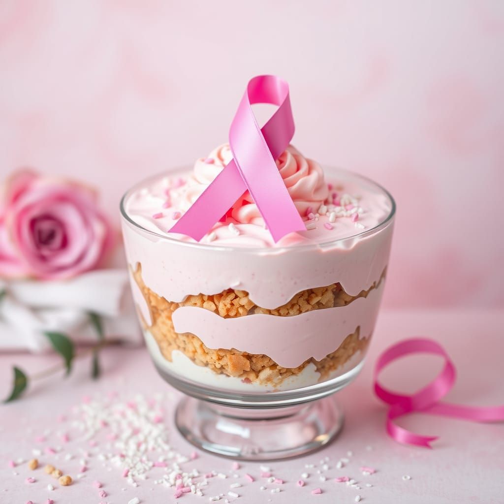 Pastel Pink Trifle with Cancer Ribbon