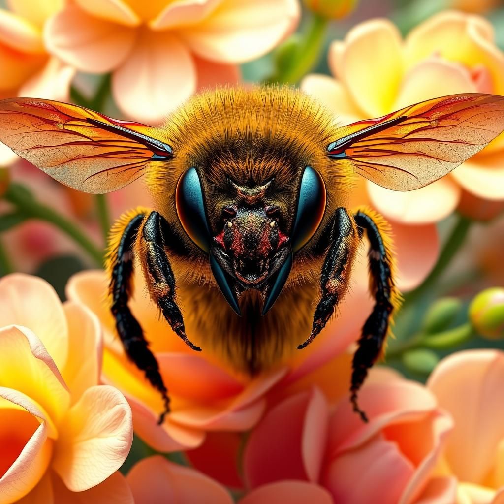 Majestic Queen Bee Portrait in Art Nouveau Style