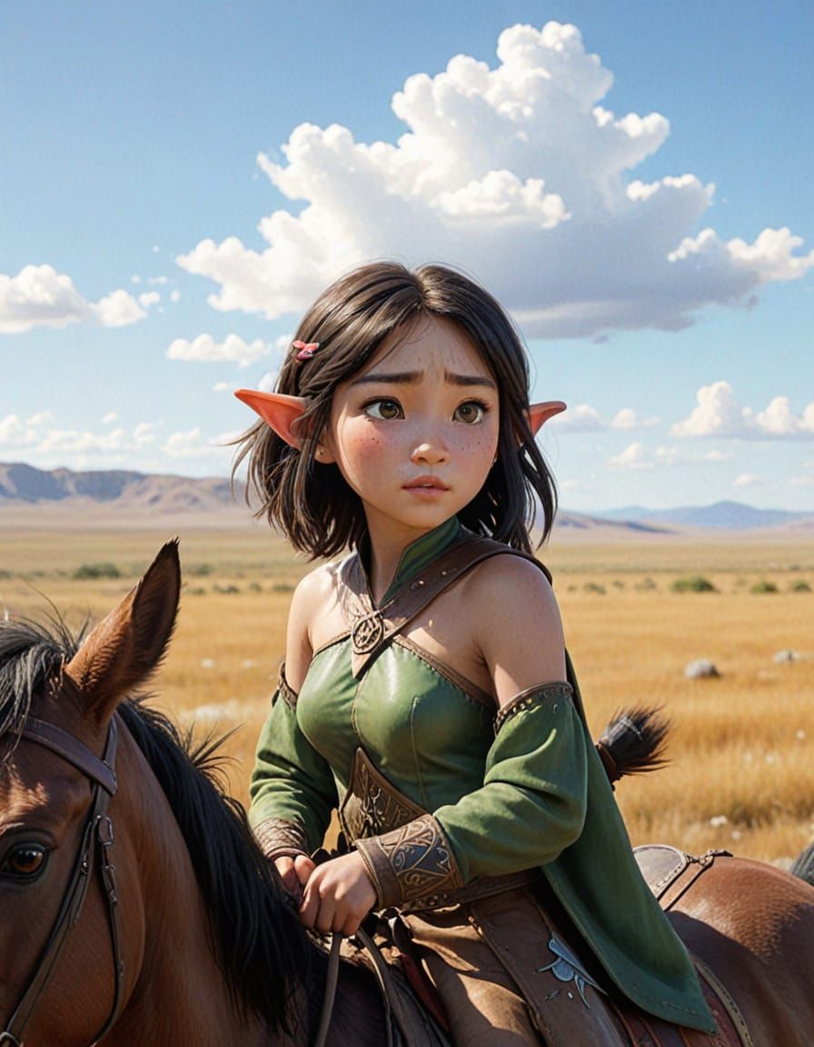 Eurasian Fantasy Warrior Rides into Battle