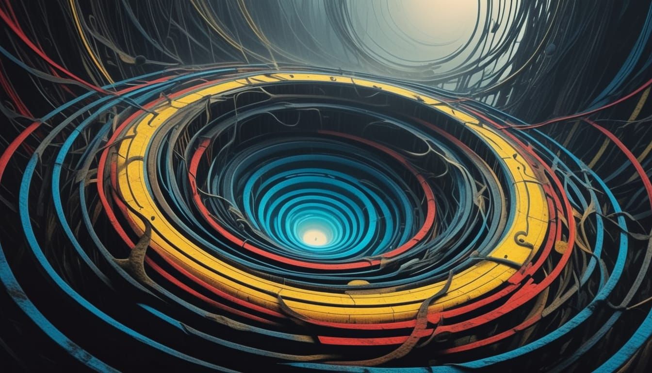 Ethereal Creatures Gyre in a Surreal Landscape