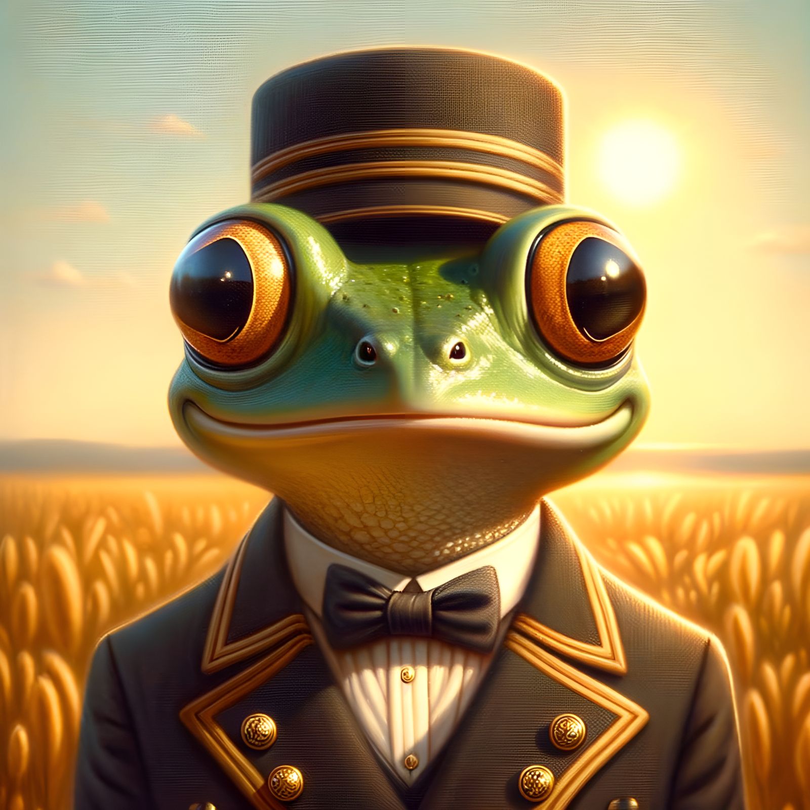 Frog Bellhop in Oil Painting Style
