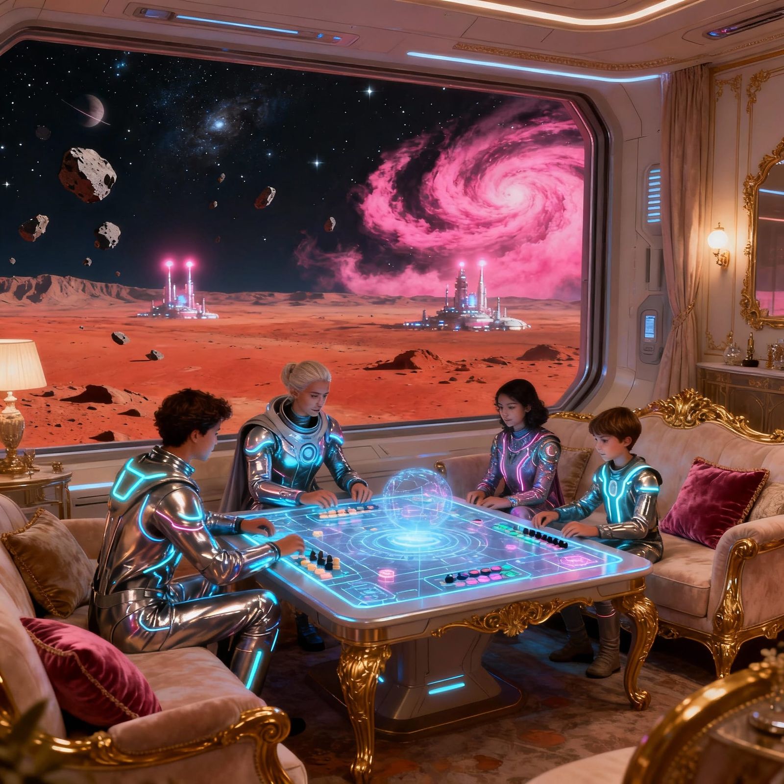 Family Holiday on Mars: Futuristic Gaming Scene
