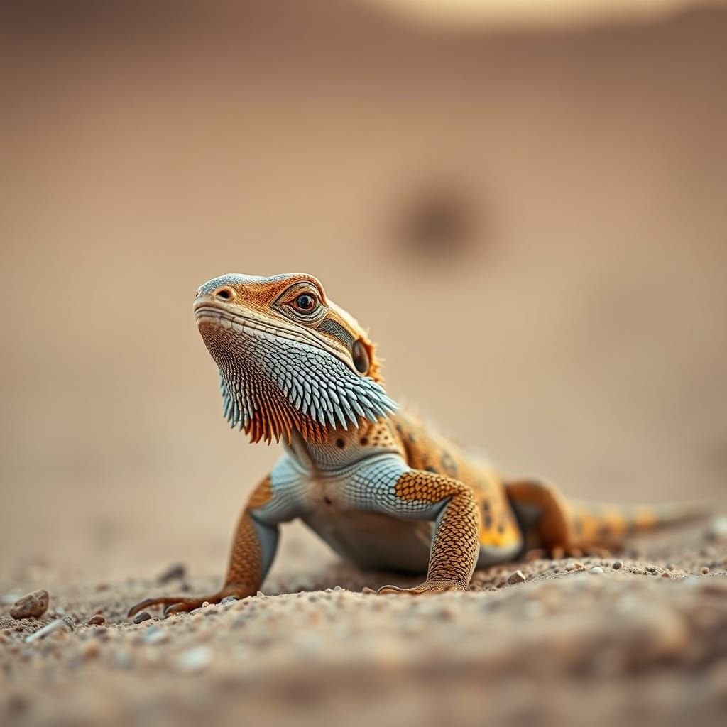 Leathered Bearded Dragon in Desert, Professional Photography