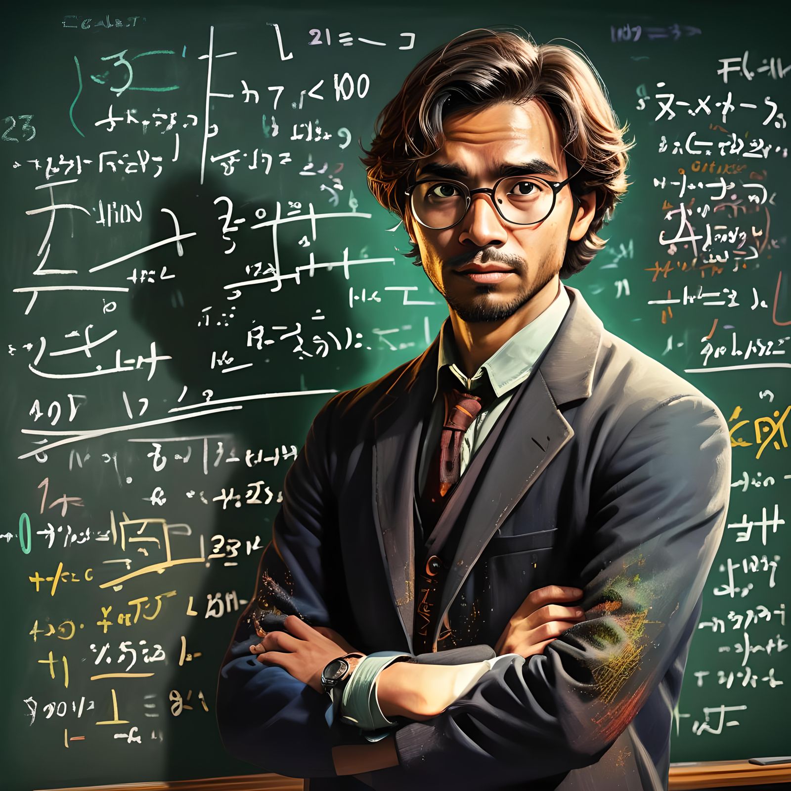 Hyperrealistic Portrait of a Young Math Professor