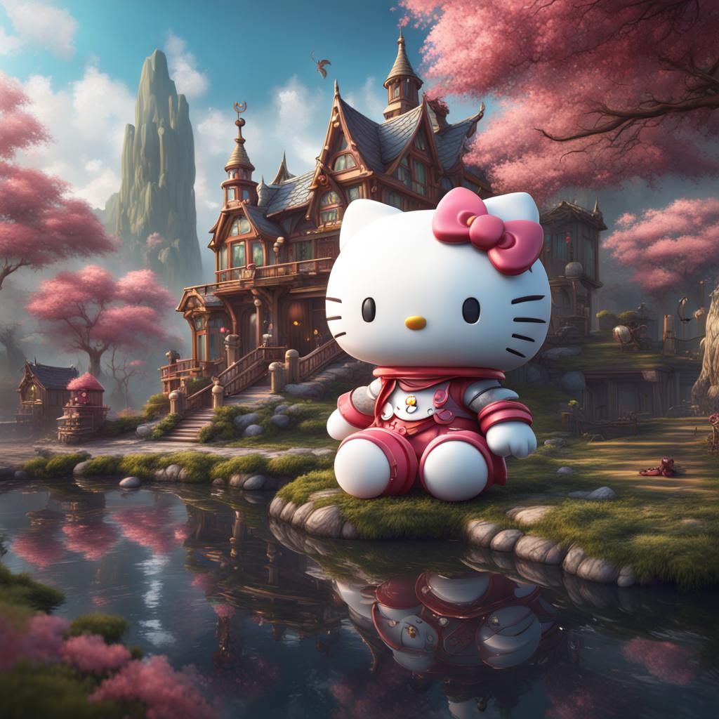 Cute Hello Kitty Fantasy Concept Art