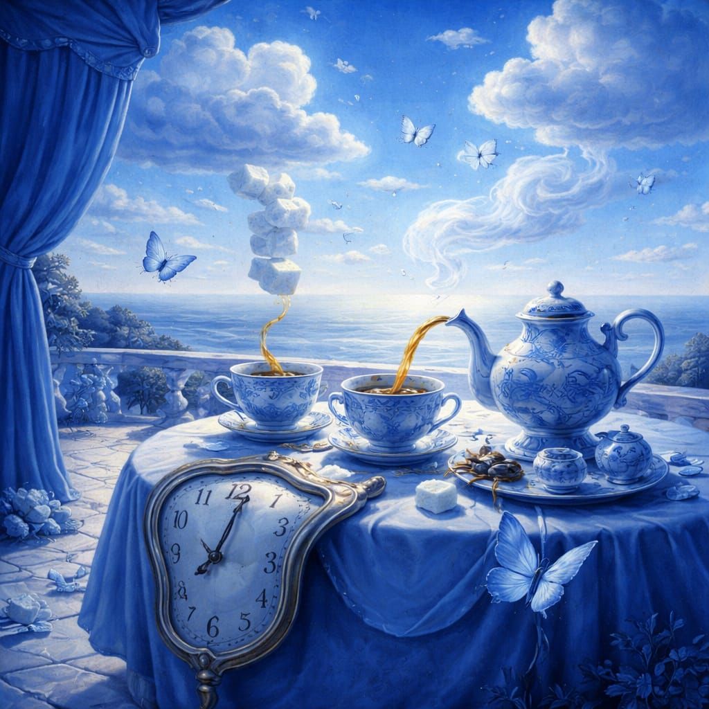 Surreal Blue Tea Time Afternoon