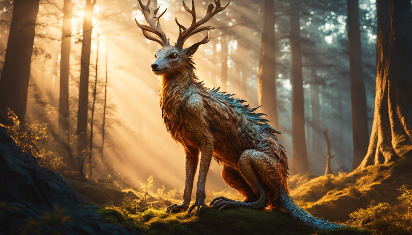 Creature of Light in Mystical Forest