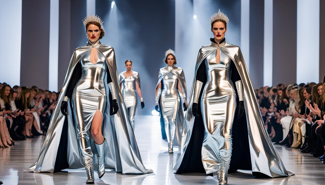 Reflective Latex Goddesses on Runway