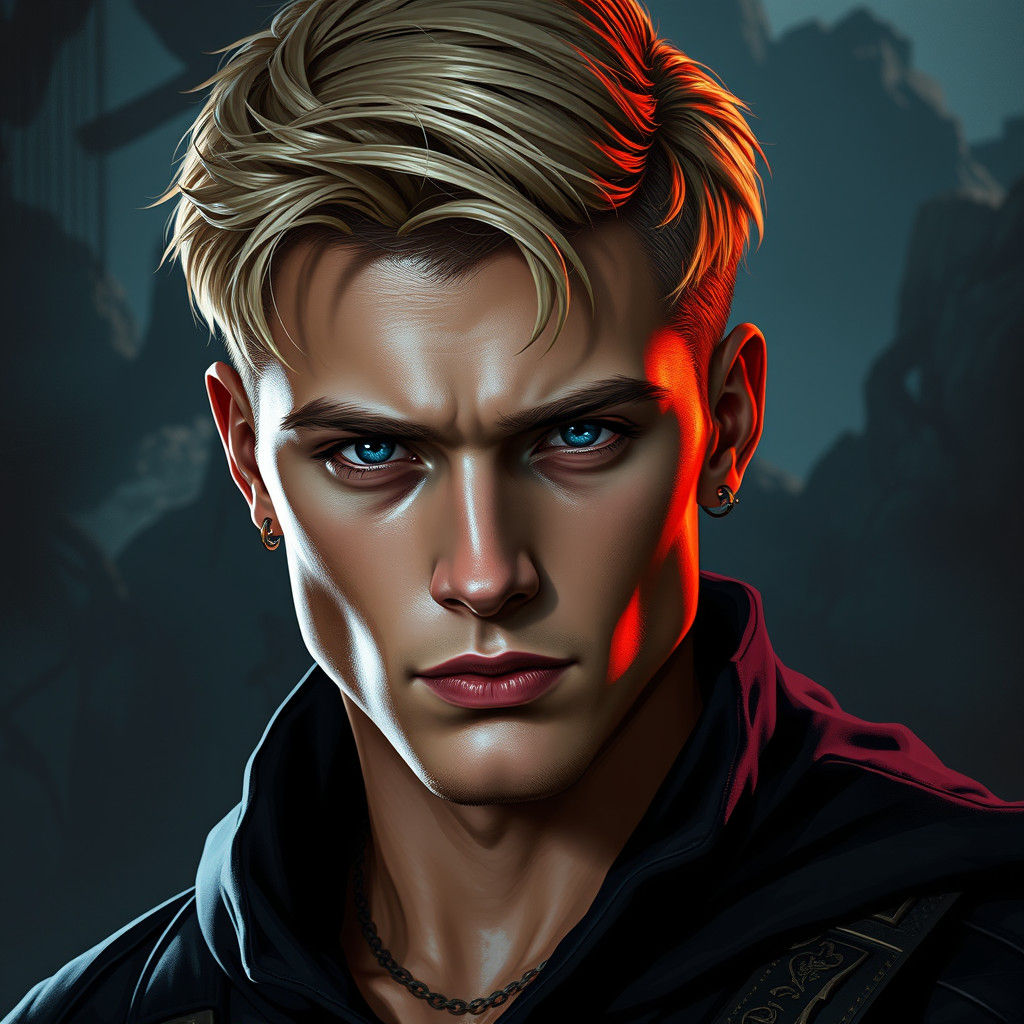Brooding Young Man in Detailed Matte Painting