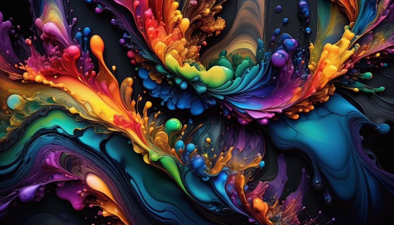 Vibrant, High-Contrast Abstract Art in Alcohol-Ink Style