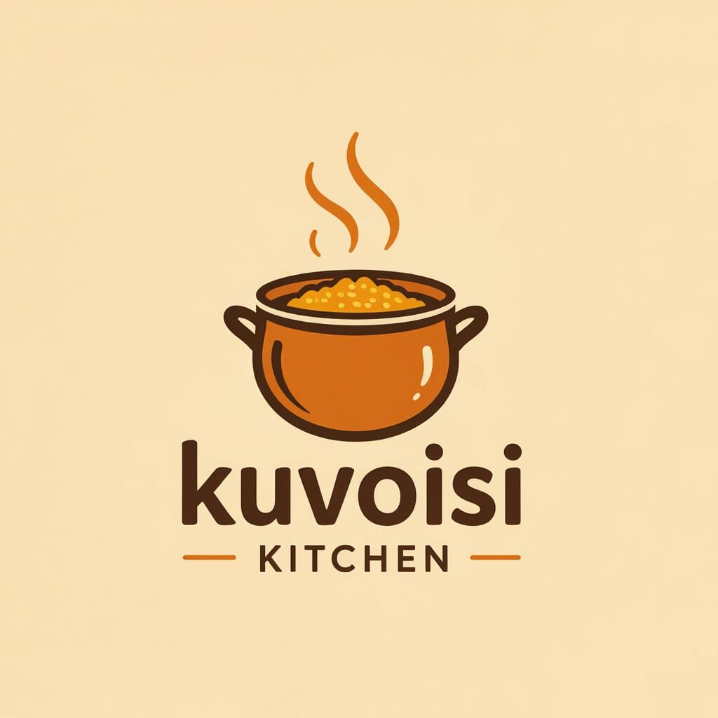 Kuvoisi Kitchen Logo: Warm Minimalist Jollof Rice Brand