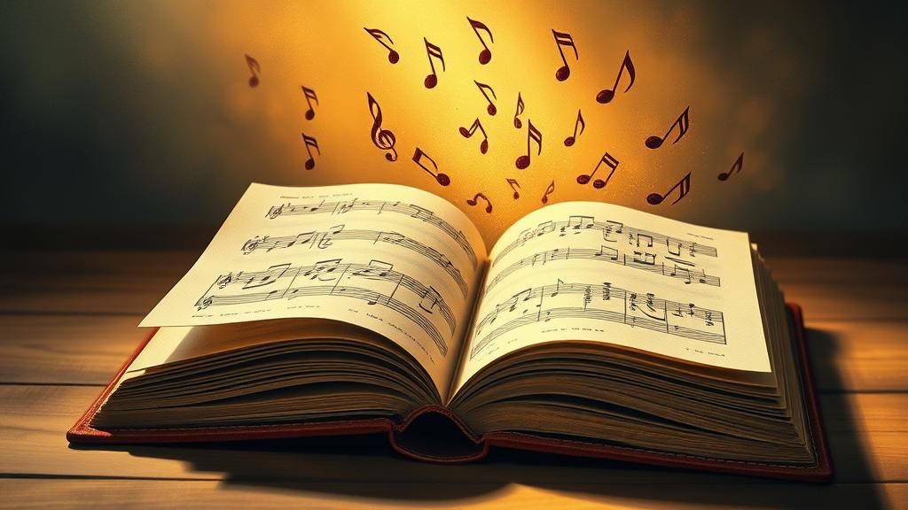 Musical Symphony from Antique Book in Illustrative Style