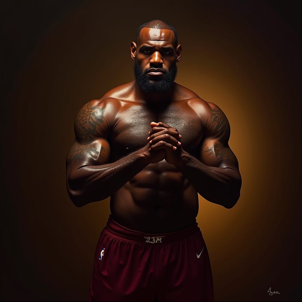 Lebron James in Hyper-Realistic Baby Oil Portrait